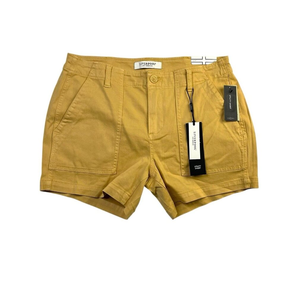 Liverpool Womens Size 10/30 Utility Short With Flap Pockets Flaxen Yellow NWT